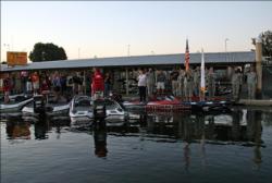 Anglers and spectators pause for the national anthem and the presentation of colors by the California National Guard.