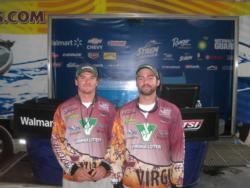 The Virginia Tech team of Charlie Machek and Scott Wiley won the National Guard FLW College Fishing event in the Northern Division on Lake Gaston with a shared weight of 8-12.