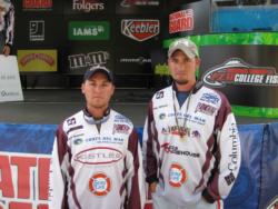Texas A&M teammates Paul Manley and Andrew Shafer took second place overall at the National Guard FLW College fishing event at Toledo Bend.