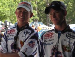 Ryan Watkins and Andrew Upshaw took home top honors at the National Guard FLW College Fishing event at Toledo Bend.