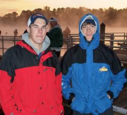 Shepherd University students Joe Pautler and Peter Rush are excited for day one on Lake Norman.
