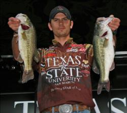 A pair of big Sibley Lake largemouth from Jay McCollum helped move Texas State into second. 