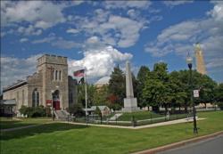 Plattsburgh, N.Y., offers many picturesque scenes with monuments and historic churches.