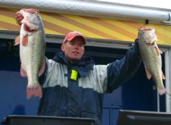 Keith Combs sits in second place after catching a five-bass limit Thursday weighing 29 pounds, 1 ounce.