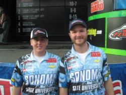 The Sonoma State team of Jared Biddle and Nate Shankles took second in the CF Western event at Lake Shasta.