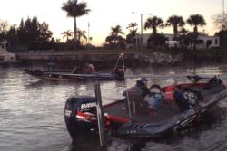 Boaters prepare to depart the marina and head out onto Lake Okeechobee.