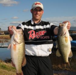 Matt Hults of Gautier, Miss., shows off part of his two-day, 36-pound, 1-ounce catch. 