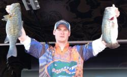 University of Florida team member Matthew Wercinski shows off his catch. Florida ultimately qualified for the finals of the 2010 FLW College Fishing National Championship in second place.