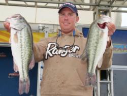 After catching 17 pounds on day one, Glenn Browne caught another five-bass limit Thursday weighing 16-15.