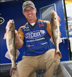 Jigs tipped with minnows produced a nice limit that moved John Balla from 11th to third in the pro division.
