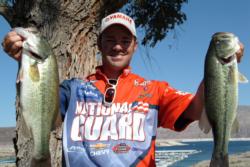 Pro Tim Klinger of Boulder City, Nev., used a total catch of 14 pounds, 9 ounces to remain in strong contention for a title on Lake Mead.