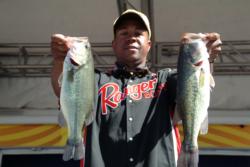 On the strength of a 14-pound, 1-ounce catch, pro Todd Woods of Murrieta, Calif., finished the day in fourth place.
