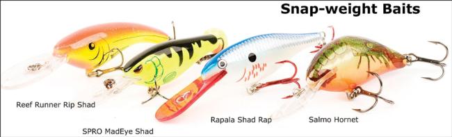 Here are some crankbaits that go well with snap weights.