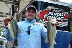 Recent FLW College Fishing alumnus Steve Reed of Bonita, Calif., took over second place on the co-angler leaderboard after boating an impressive catch weighing 11 pounds, 4 ounces.