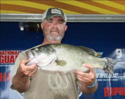 Topping the co-angler division, Russ Hamilton also caught the biggest fish of day one, a 6-pound, 11-ounce largemouth.