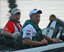 In the first place boat, co-angler leader Frank Miller and top pro Bryan Schmitt are ready for their final shot at the Potomac.
