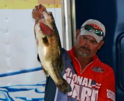 Fishing a Zoom Old Monster worm in 18-20 feet of water was the winning formula for Larry Cotten.