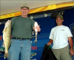 The award for biggest walleye went to Sfc. Jeff Nord, pictured with partner Sfc. Jared Richter.
