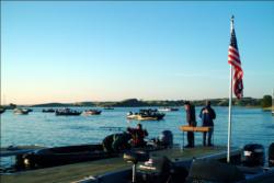 Walleye Tour anglers prepare for takeoff on day one at Lake Oahe.