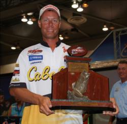 Lake Guntersville champion Brent Long holds up his trophy.