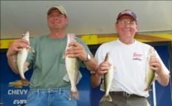 Pro Brett Wilkens and co-angler Randal Sterr hold up part of their day-two catch.