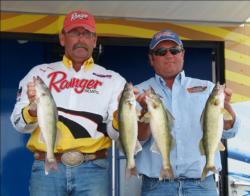 Pro Gary Maher and co-angler William Drake caught five walleyes Saturday weighing 12 pounds, 3 ounces.