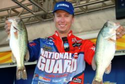 National Guard pro Brent Ehrler of Redlands, Calif., used a total catch of 31 pounds, 9 ounces to claim third place overall heading into the FLW Series finals on Lake Roosevelt.