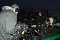 Versus television crews film the early morning action before the start of FLW College Fishing Western Regional competition.