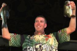 Cal Poly teammate Damian Bean proudly displays his team