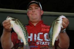 Chico State teammate Marshal Smith shows off his catch. The team of Moran and Marshall Smith were the second Chico State team to qualify for the finals.
