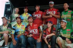 The top-five qualifers at the FLW College Fishing Western Regional Championship acknowledge the crowd shortly after day-two weigh-in.
