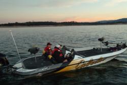 FLW College Fishing finalists make their way to their primary fishing locations on Folsom Lake.