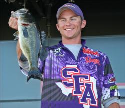 Blaze Platt and his partner Ryan Watkins slipped a little on day two, but kept Stephen F. Austin in the top five.