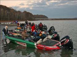 Central Regional teams prepare for the day two launch on Lake Monroe.