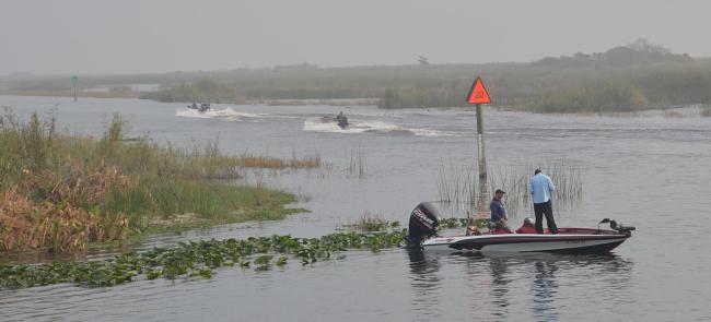 FLW Tour pros blast their way through the Okeechobee canals and towards the main lake.