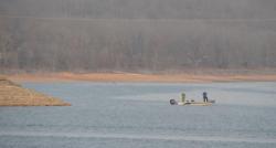 Two FLW Tour anglers cast towards a point Thursday morning.