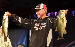 Pro Stacey King is tied for third place with a total weight of 35 pounds, 10 ounces.