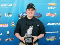Co-angler Blake Hodge of Water Valley, Miss., took home the Walmart BFL tournament title on Pickwick Lake with a 21-pound, 4-ounce catch. Hodge won a first-place prize of $2,652 at the Mississippi River Division event.