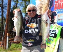 Chevy pro Jimmy Houston holds up part of his limit. 