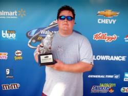 Co-angler Dathan Lambeth of West Point, Miss., earned $2,403 as winner of the April 9 BFL Mississippi Division event.
