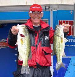 Tom Monsoor sits in fourth place with a two-day total of 36 pounds, 15 ounces.