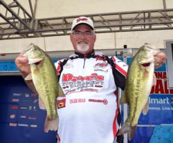 Mike McDonald of Randleman, N.C., leads the Co-angler Division with five bass weighing 12-1 after day one of the FLW Tour on the Red River.