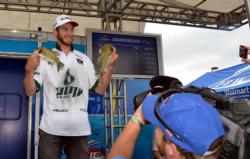 Olympic medalist Scotty Lago fished the Walmart FLW Tour event on the Red River this week from the back of the boat, representing sponsor Amp Energy.