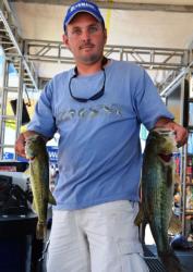 On the strength of a 25-pound, 12-ounce catch, Cory Leonard of Castalia, N.C., grabbed second place overall heading into Saturday's final day of co-angler competition.