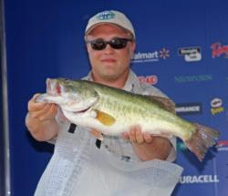 Justin Jones rigged a Zoom Old Monster on a 1/2-ounce shaky head and dressed it up with Smelly Jelly to capture the day