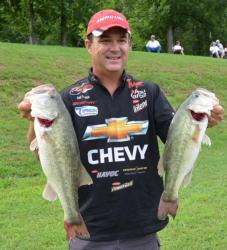 Jay Yelas was the highest-finishing shallow-water angler. The Chevy pro flipped his way to an opening-round total of 35 pounds, 5 ounces.