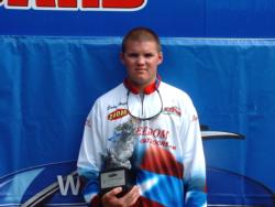 Cody Hall of Xenia, Ohio, earned $1,816 as co-angler winner of the June 18 BFL Buckeye event.