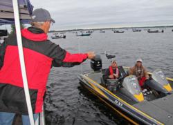 Anglers make their way through boat check on the morning of day one.
