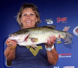Swimming tubes and Senkos delivered the co0-angler lead and the Snickers Big Bass for Trudy Noechel.