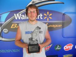 Jacob Lynch of Centerpoint, Ind., recorded a 6-pound, 9-ounce catch to win the tournament title in the Co-angler Division at the BFL Hoosier Division event on the Ohio River. Lynch ultimately won over $2,000 in prize money.